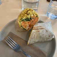 Scramble tofu wrap  at Le Philtre Café in Quebec