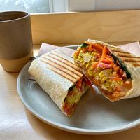 Scrambled tofu wrap    at Le Philtre Café in Quebec