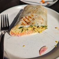 Scrambled tofu wrap at Le Philtre Café in Quebec