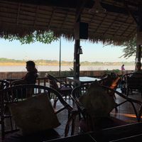 Outdoor riverside seating  at Mut Mee Restaurant in Nong Khai