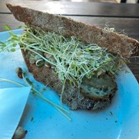 babaganoush sandwich with alfalfa   at Thornton's in Thornton Beach