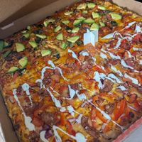 Large square pizza at Woodville Pizza Bar in Woodville South