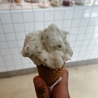 Pineapple with basil and lime with mint  at Gelateria Romantika 2 in Ljubljana