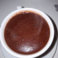 Vegan hot chocolate with coconut milk at Gelateria Romantika 2 in Ljubljana