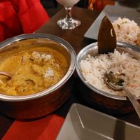 Vegetables in coconut curry with rice at Naan & Curry in Mannheim