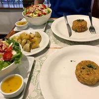 Monday’s special: Quinoa burger with avocado salad, sweet potatoes and green juice at Bio Carioca in Rio De Janeiro