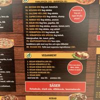 Vegan section of the menu  at Järnvägskiosken Pizzeria in Mora