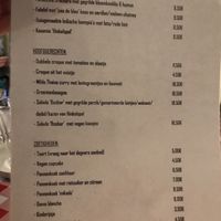 Menu at Klein Zwitserland in Zwalm