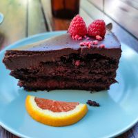 Chocolate Raspberry Cake at Drunken Coffee in Cesky Krumlov