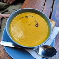 Carrot soup spicy at Drunken Coffee in Cesky Krumlov