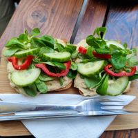 Hummustoast at Drunken Coffee in Cesky Krumlov