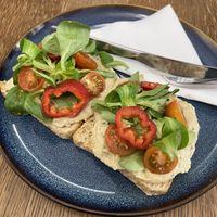 Hummus on Toast with Veggies   at Drunken Coffee in Cesky Krumlov