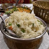 Veggie rice that was made without ghee/butter upon request    at Calcutta in La Marsa