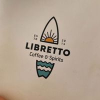 The logo at Libretto Coffee & Spirits in Paxos