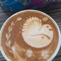 Decaf oatmilk latte. at Victory Caffe in Van Nuys