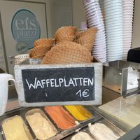 Waffelplatten are 1€ extra but worth the price. Very tasty    at Eisplatzl in Schruns