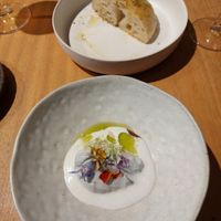 Hinojo con salsa thai, aceite de hojas de limon, olivada... at Ruda in Villacarriedo