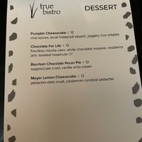 Dessert menu!  at True Bistro in Somerville