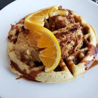 Waffle with Buttermilk Fried Tofu at True Bistro in Somerville