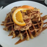 Buttermilk fried tofu and waffles at True Bistro in Somerville