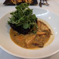 Thai red curry and rice cake at True Bistro in Somerville