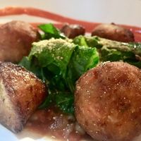 Arancini with spicy tomato coulis  at True Bistro in Somerville
