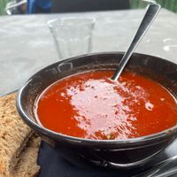 Vegan tomato bell pepper soup at Bosbrasserie In de Sluis in Well