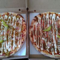 Vegan Chicken Pizza and Vegan Kebab Pizza at Pizzeria Lilla San Marco in Malmo