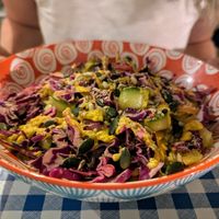 Vegan bowl with extra vegetables at La Pomme D'Adam in Hyeres