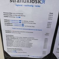 Auszug aus der Speisekarte  at Strandkiosk 31 in Laboe