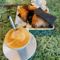 soya cappuccino, espresso, vegan croissants  at Flower Park in Cagliari