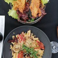Black buns and pasta at Boho in Lodz