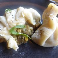 The filling of the dumplings at Boho in Lodz