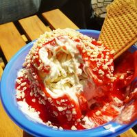 Spaghetti Ice Cream at Eiscafé Da Pian in Aachen