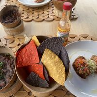 Nachos w/Mexican Chili and Bruschetta  at Vegan 100 in English Harbour