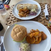 ChicKn Burger and Falafel Wrap  at Vegan 100 in English Harbour