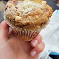 Raspberry white chocolate muffin at Propaganda Coffee in Lakewood