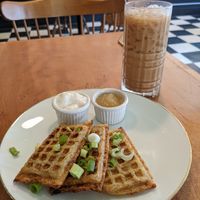 Potato latke waffles at Propaganda Coffee in Lakewood