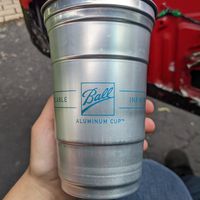 Aluminum cup at Propaganda Coffee in Lakewood