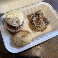 Blueberry white chocolate cupcake, donut, coffee cake, PB cookie   at Propaganda Coffee in Lakewood