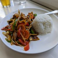 Pad Gar Pow with tofu. at Thai Plate in Jackson
