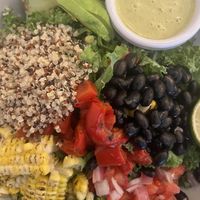 Vegan kale salad w/dressing on the side.  at Carla in Queens