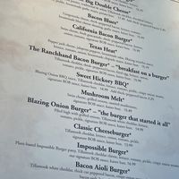 burger menu (an “as is” vegan burger with a black bean patty exists - just ask!)   at Blazing Onion Burger Company in Mill Creek