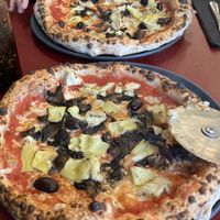 Vegatale pizza (with vegan cheese).  at Top Joes in Tenby