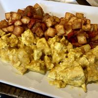 Cheesy vegan tofu scramble   at Strange Brew Cafe in Binghamton
