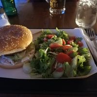 Veggie burger with salad at STATION in Bansko