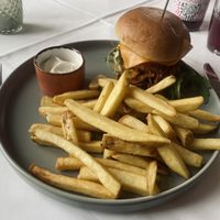 Mushroom Burger with fries  at Place to V in Lenzen Elbe