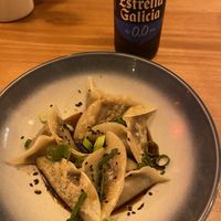 Aubergine and sichuan peppercorn dumplings  at Dr. Zhang Dumpling Bar in Barcelona