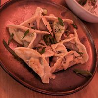 Pan fried mushroom dumplings at Dr. Zhang Dumpling Bar in Barcelona