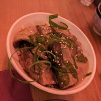 Grilled aubergine with rice at Dr. Zhang Dumpling Bar in Barcelona